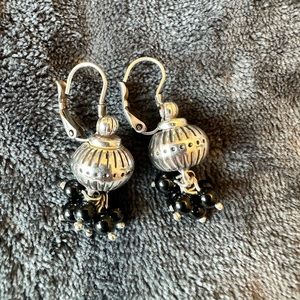 Brighton vintage drop earrings in silver and black